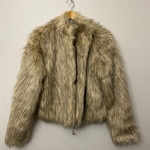 Fashion Nova Faux Fur Teddy Jacket - Cream